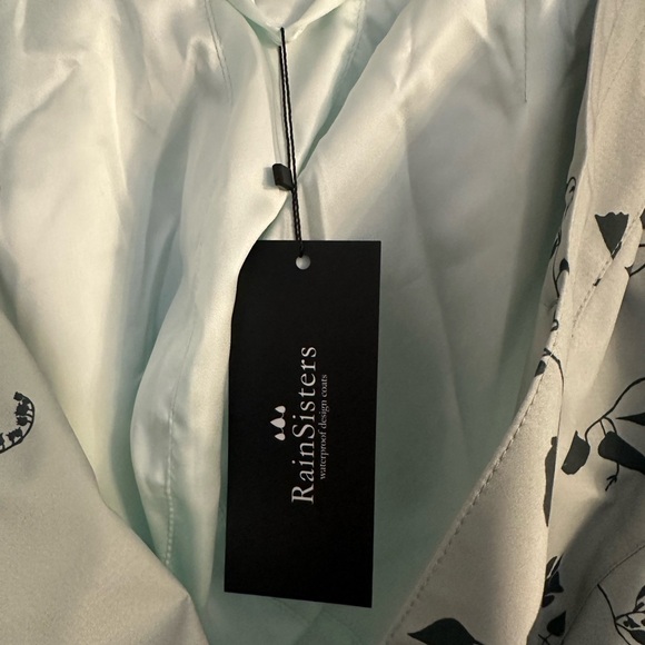 Floral Print Midi Rain Coat in Mint Green - Picture 8 of 11